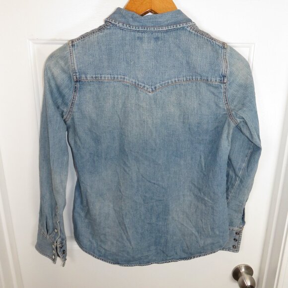 J Crew Women’s Pearl Snap Western Denim Long Sleeve Shirt Size 4 - Picture 5 of 5